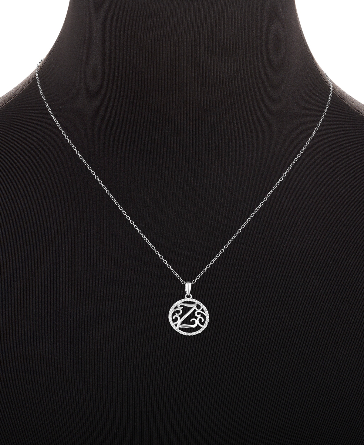 Giani Bernini Cubic Zirconia Pave Monogram Z Pendant 18" Necklace in Sterling Silver, Created for Macy's
