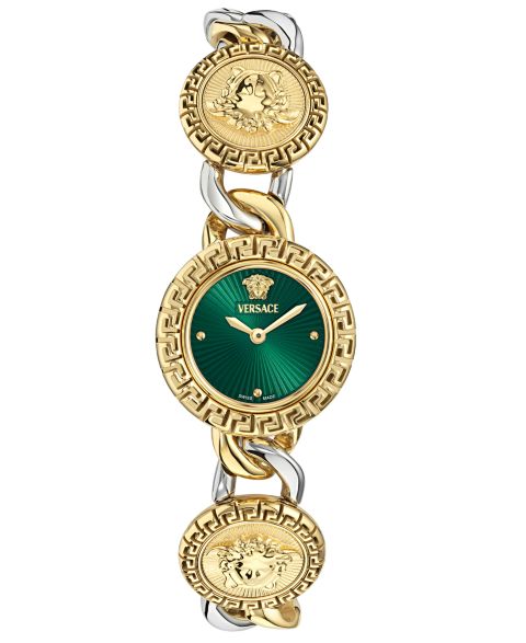 Женские часы Versace Swiss La Greca Stud Icon Two-Tone Link Bracelet Watch 28mm