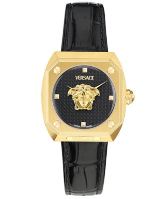 Versace - Women's Swiss Medusa Antares Black Leather Strap Watch 35mm