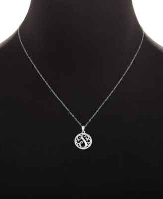 Cubic Zirconia Filigree Initial S Monogram 18" Pendant Necklace in Sterling Silver, Macy's Exclusive