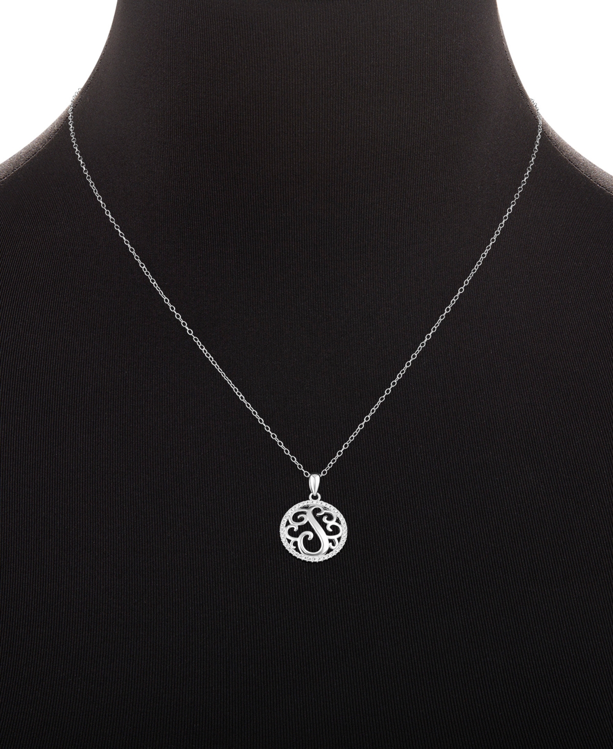 Giani Bernini Cubic Zirconia E Monogram 18" Pendant Necklace In Sterling Silver, Created For Macy's In Silver