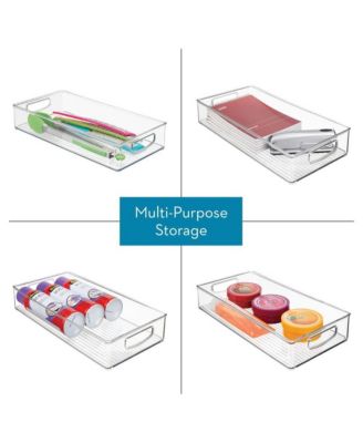 Stackable Pantry Storage Bin with Handles, Set of 2, Clear, Made in USA