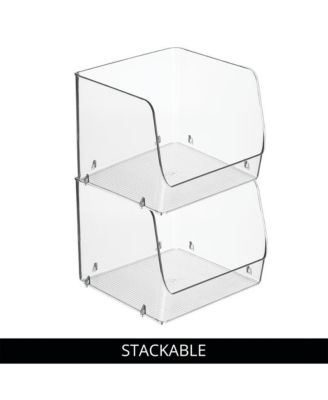 Stackable Open-Front Storage Bin - Set of 2 - Clear - Made in USA