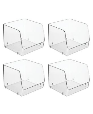 Stackable Open-Front Storage Bin - Set of 4 - Clear