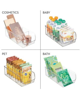 Stackable 3-Section Storage Bin for Pantry, Set of 4, Clear, Made in USA