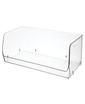 Wide Stackable Open-Front Storage Bins - Set of 3 - Clear - Made in USA
