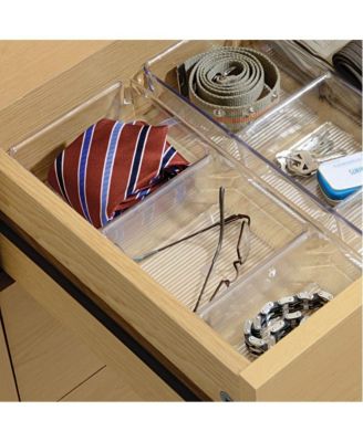 3-Section Plastic Drawer Organizer - Set of 6 - Clear