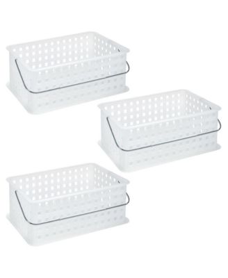 Medium Stackable Shower Basket, Set of 3, Clear/Frost, Made in USA