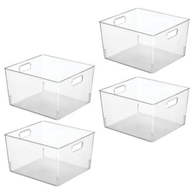 Plastic Household Cubby Storage Organizer Container Bin - 4 Pack - Clear, USA Made
