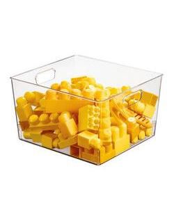 Large Plastic Household Storage Organizer Bin - Handles, 8 Pack, Clear, USA Made