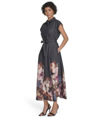 Petite Placement Print Short Sleeve Shirtdress