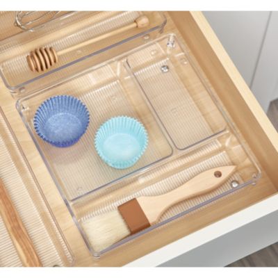 3-Section Plastic Drawer Organizer - Set of 6 - Clear