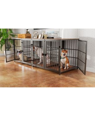 Heavy Duty Wood Dog Crate Pet Kennels Table Furniture with Tray & Lockable Door