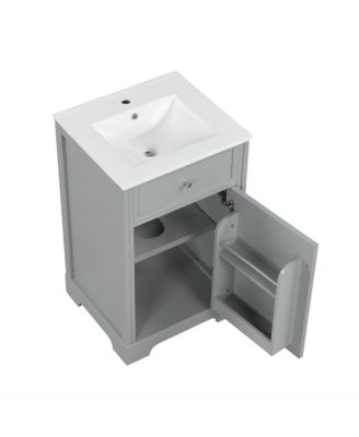 20" Bathroom Vanity Cabinet With Sink, Soft-Close Door, Storage Rack, and Adjustable Shelf