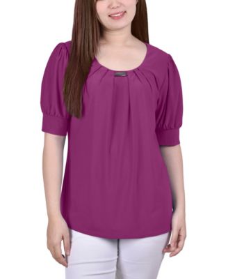 Petite Short Sleeve Balloon Sleeve Top