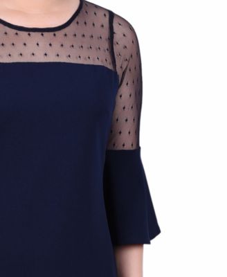 Petite Illusion Neck Scuba Dress