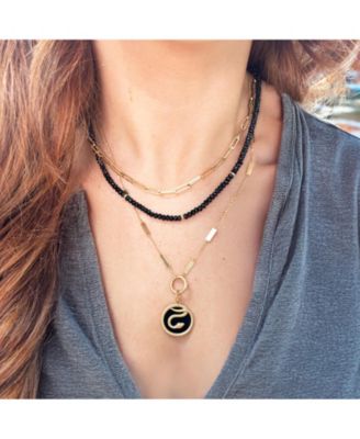 Black Spinel Bead Necklace 14K Gold