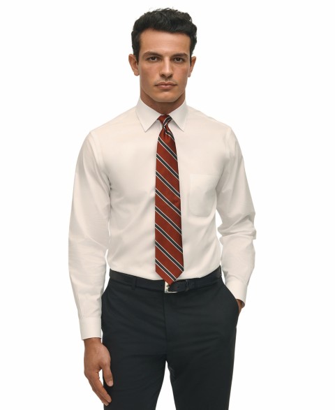 Мужские платья B By Brooks Brothers Men's Regular Fit Non-Iron Spread Collar Solid Pinpoint Dress Shirt