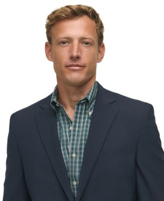 Men's Classic-Fit Navy Stretch Wool Blend Blazer