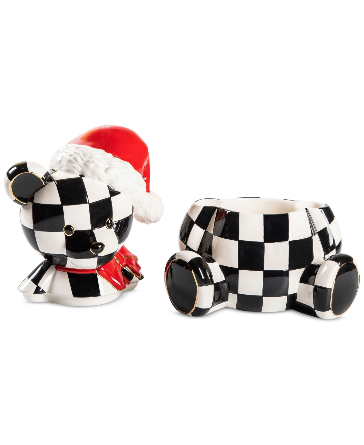 Mackenzie-childs Courtly Santa Bear Ceramic Cookie Jar In Multi
