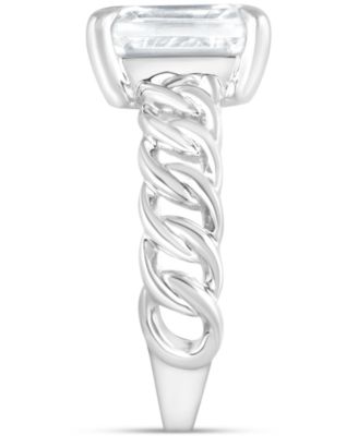 Certified Lab Grown Diamond Emerald-Cut Chain Link Solitaire Engagement Ring (3 ct. t.w.) in 14k Gold