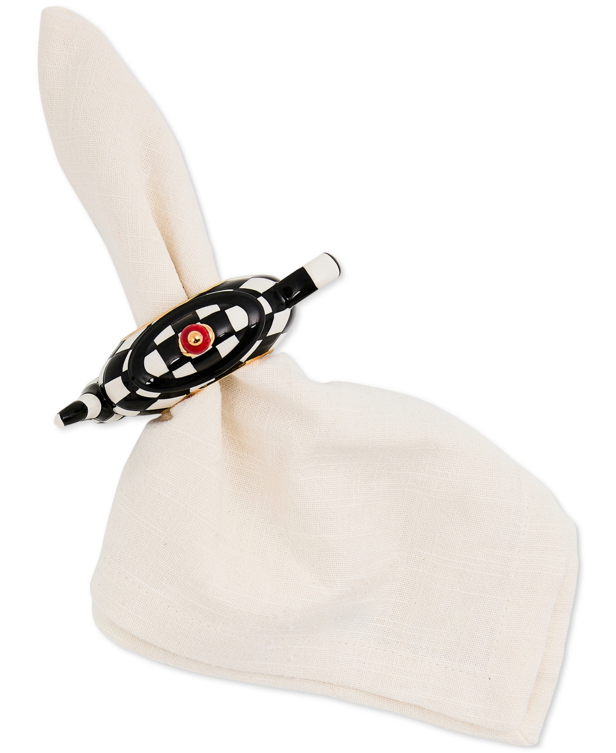 Mackenzie-childs Courtly Check Teapot Napkin Rings, Set Of 4 In Multi