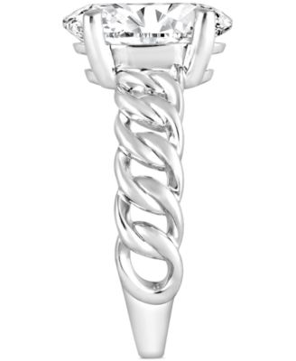 Certified Lab Grown Diamond Oval Chain Link Solitaire Engagement Ring (3 ct. t.w.) in 14k Gold
