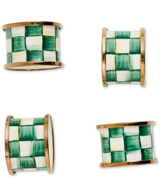 MacKenzie-Childs - Emerald Check Napkin Rings, Set of 4