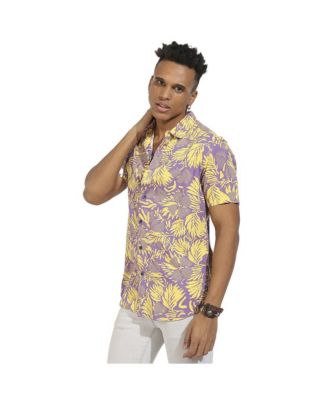 Men's Lavender & Yellow Contrast Foliage Shirt