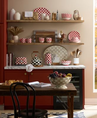 Cherry Check Breakfast Bowls, Set of 4