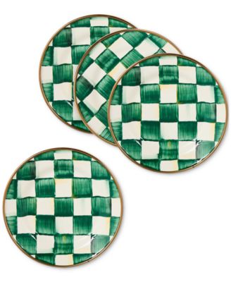 MacKenzie-Childs - Emerald Check Appetizer Plates, Set of 4