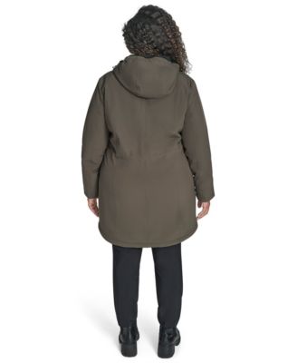 Womens Plus Size Hooded Faux-Fur-Lined Anorak Raincoat, Created for Macys