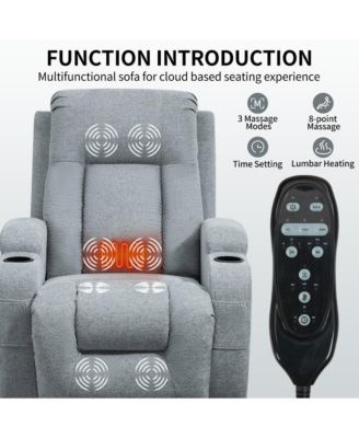 Power Lift Recliner Chair with Heat & Massage, USB Port & Cup Holders, Brown Electric Massage Chair for Seniors