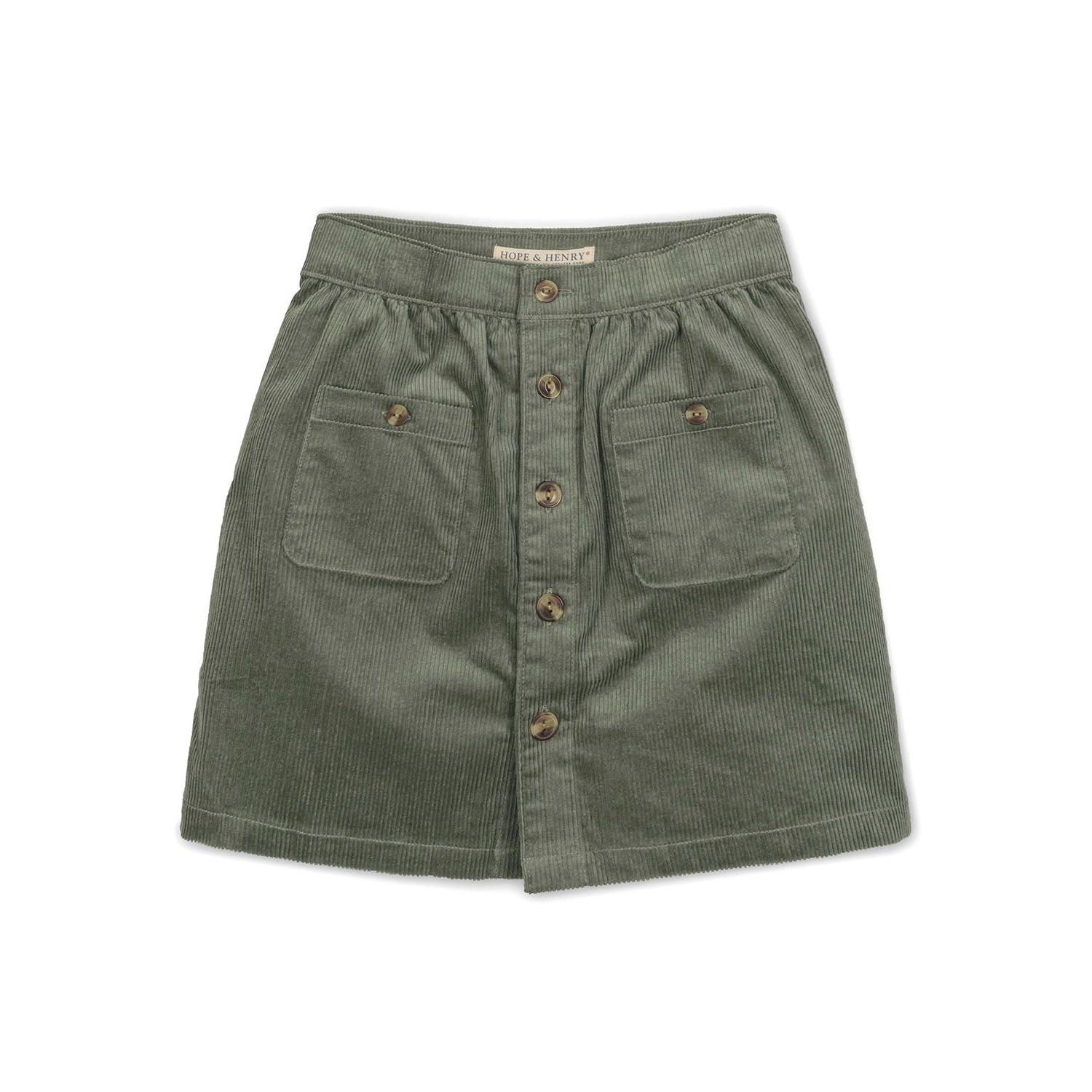 Big Girls Hope and Henry Organic Corduroy Button Front Skirt