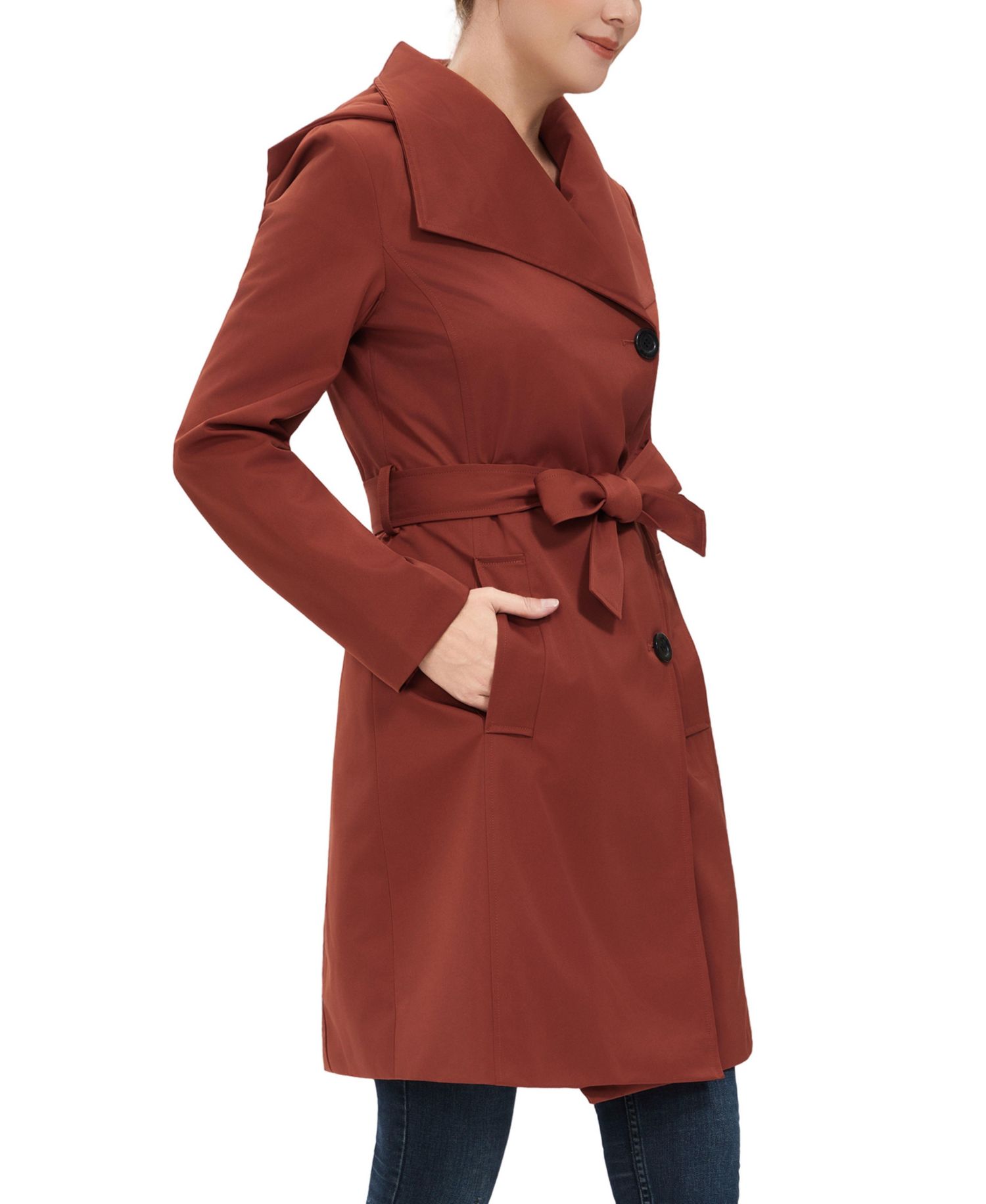 Women's Wing Collar Hooded Trench Coat