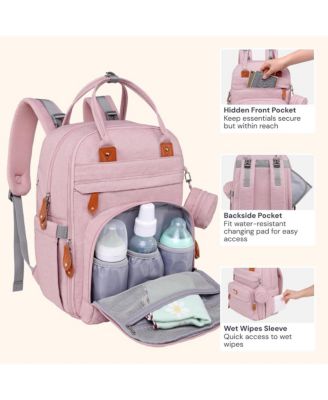 Kids Diaper Bag Backpack Stylish 40L Hands Free Bag with Changing Pad, Stroller Straps & Water-Resistant, Dark Gray, Extra Large