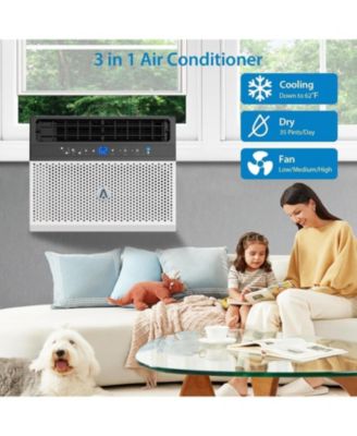 8,000 BTU Window Air Conditioner - Dehumidify & Fan Modes, Quiet, Easy to Install, Remote Control Included, Saddle-Style Design