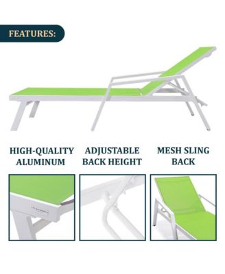 White Aluminum Outdoor Patio Chaise Lounge Chair With Arms