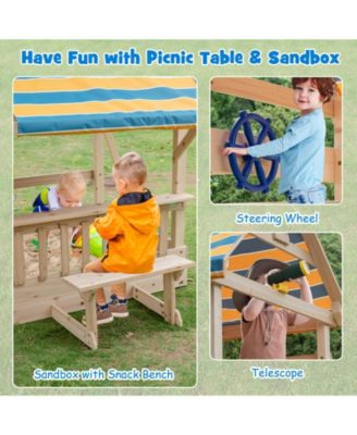 Backyard Wooden Swing Set Slide Playset for Kids Outdoor Climbing Wall Sandpit