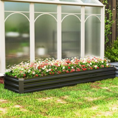 8x2x1ft Galvanized Raised Garden Bed Large Elevated Planter Box for Outdoor Gardening