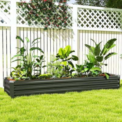 8x2x1ft Galvanized Raised Garden Bed Large Elevated Planter Box for Outdoor Gardening