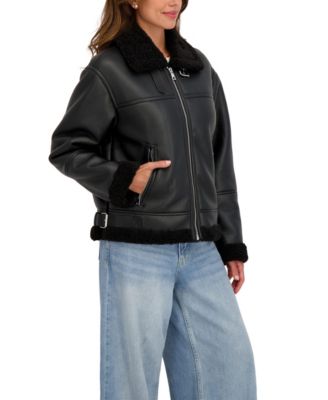Women's Zip Front Faux Shearling Jacket