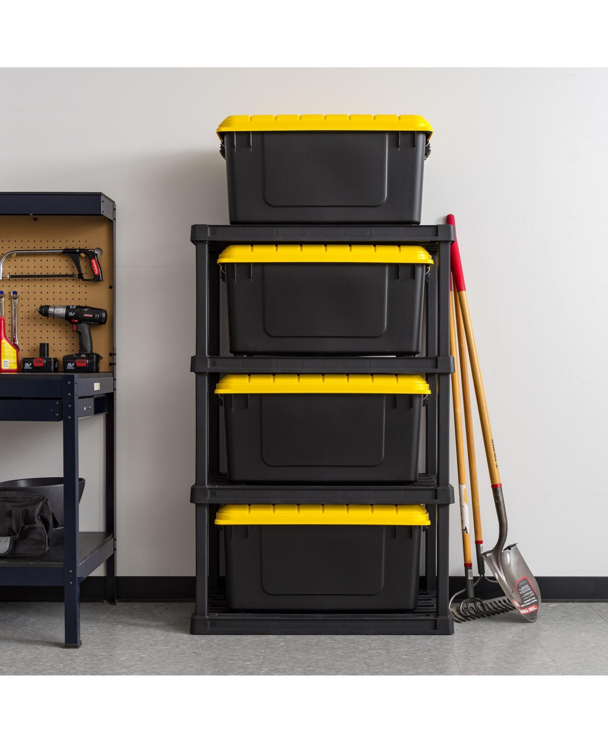 Iris Usa 4Pack 82qt/20gal WeatherPro Storage Utility Tote Container Box, Yellow