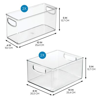 Plastic Stackable Pantry Bins with Handles, 4 Pack