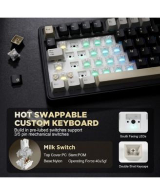 B75 Mechanical Keyboard,75% Layout with Knob,Hot Swappable RGB Backlit Gasket Mounted,Creamy Typing,Double-Shot PBT Keycaps,Cherry Profile,for Win/Mac