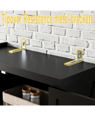 Kitchen Pantry Storage Cabinet 72.6" H, with Barn Doors, Drawer, Black