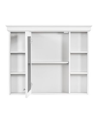 35&amp;quot; x 28&amp;quot; Wall Mounted Medicine Cabinet with Mirror Door and 6 Open Shelves, Modern Bathroom Cabinet