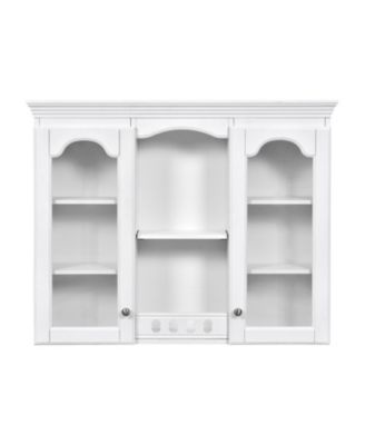 1Pc MDF 2 Glass Doors, Adjustable Shelves & Moisture-Resistant Finish Wall Mounted Medicine Cabinet