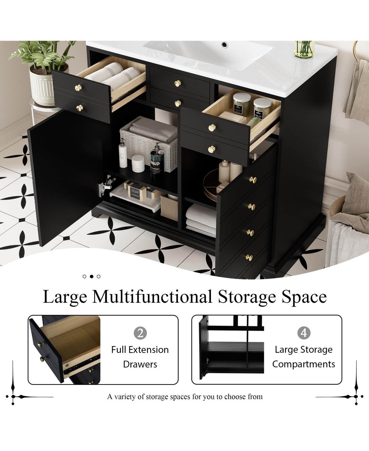 Casainc 30" Freestanding Vanity With Ceramic Sink Combo, 2 Drawers and Soft-Close Doors