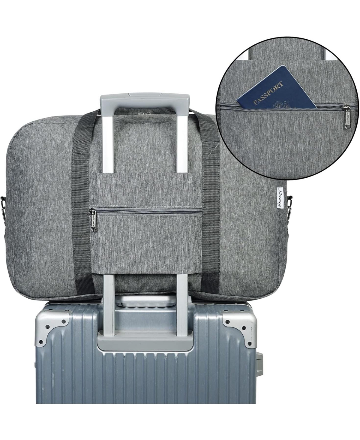 Urtala Foldable Carry on Luggage 22x14x9 Airline Approved Duffle Bag for Travel Packable Duffel Bag for Traveling Airplane for Women and Men 40L (Grey